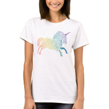Camisa-T do World Word Rainbow Unicorn