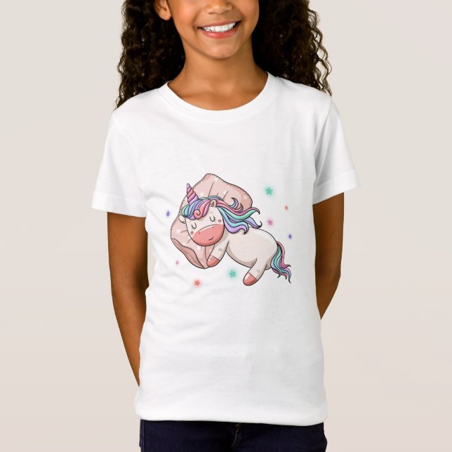 Camiseta Camisa-T dormindo Pastel Unicorn (Frente)