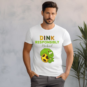 Camiseta Camisa-T dos Homens de Pickleball Dink Responsável