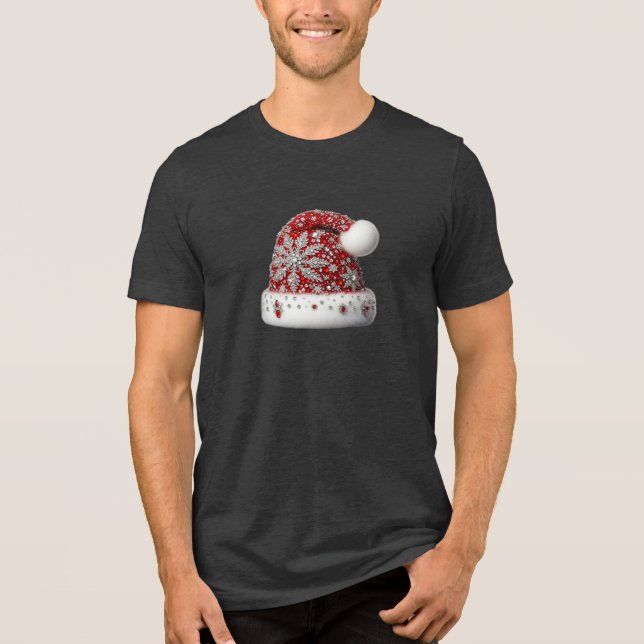 Camiseta Camisa-T dos Homens do Red Santa Hat (Frente)