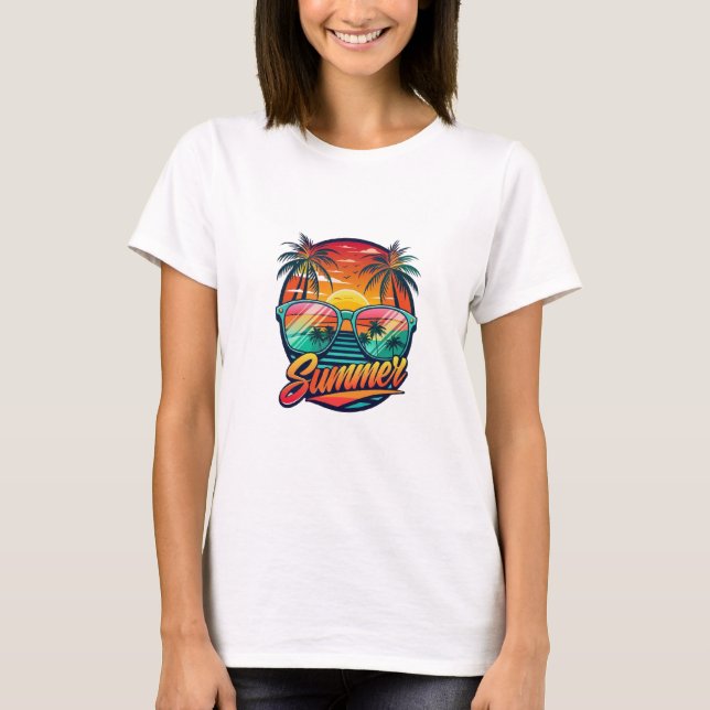 Camiseta Camisa-T dos óculos-de-sol de Verão - Reflec solar (Frente)