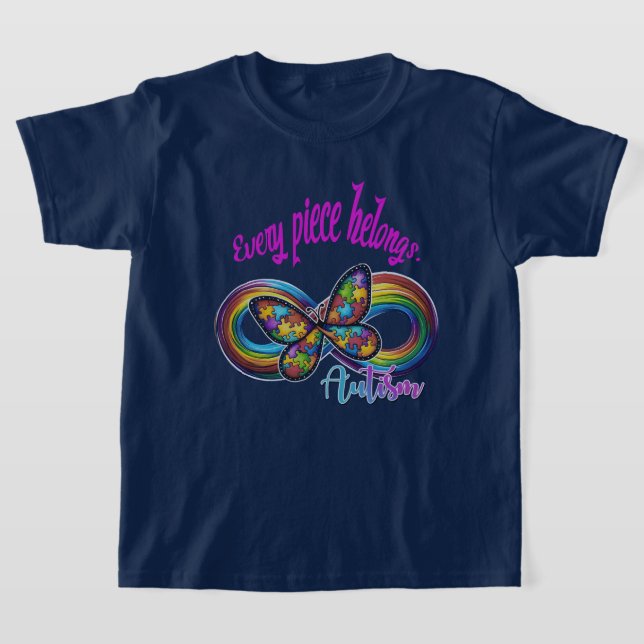 Camiseta Camisa-T dos rapazes - Design-borboleta Quebra-cab (Postura )