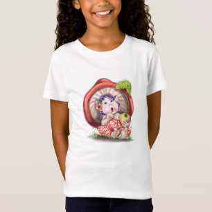 Camiseta Camisa-T Engraçada de Cogumelo e Lagarta
