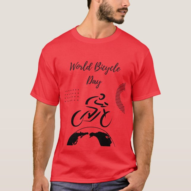Camiseta Camisa-T Entusiasta de Ciclismo Vermelho do Dia Mu (Frente)