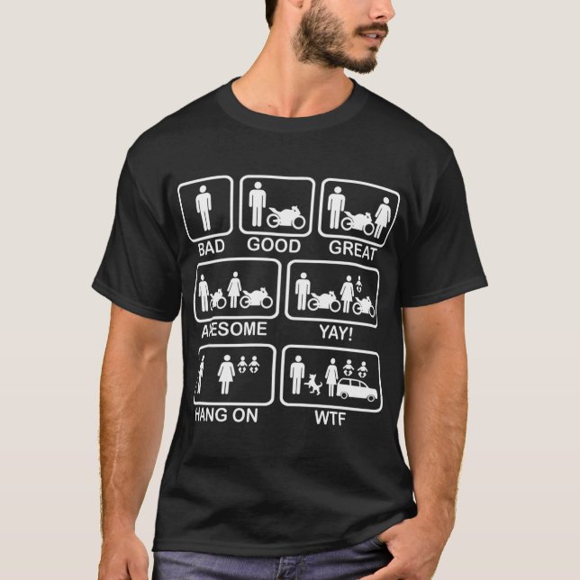 Camiseta Camisa-T Essencial De Moto Engraçado (Frente)
