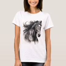 Camisa-T feminina com Cavalo Negro em Greve