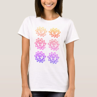 Camiseta Camisa-T feminina com Design de sol com face fria