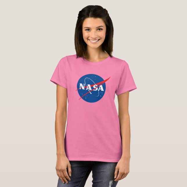 Camiseta Camisa-T feminina da NASA (rosa celestial) (Frente Completa)