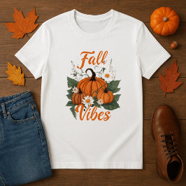 Camiseta Camisa-T feminina de Abóbora Vibes Pumpkin
