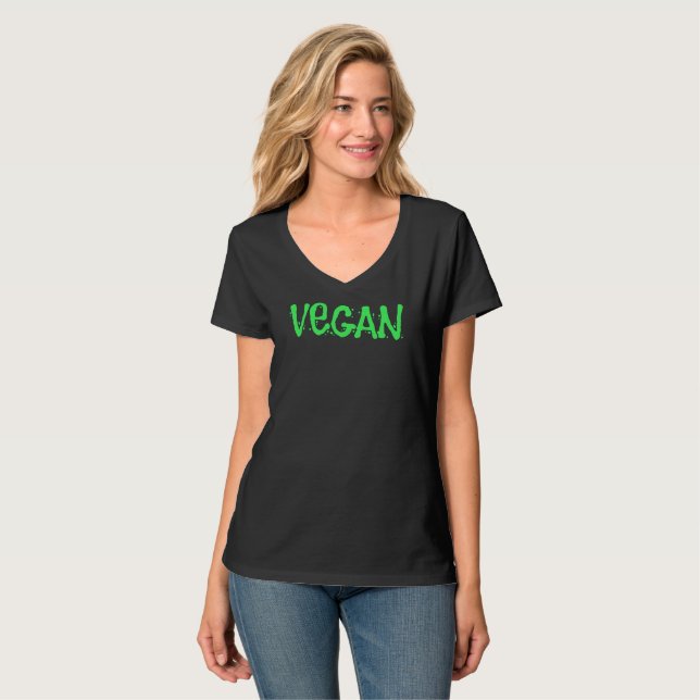 Camiseta Camisa-T feminina de Vegan (Frente Completa)