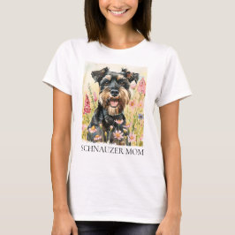 Camiseta Camisa-T feminina - Schnauzer Mamãe Watercolor Tee