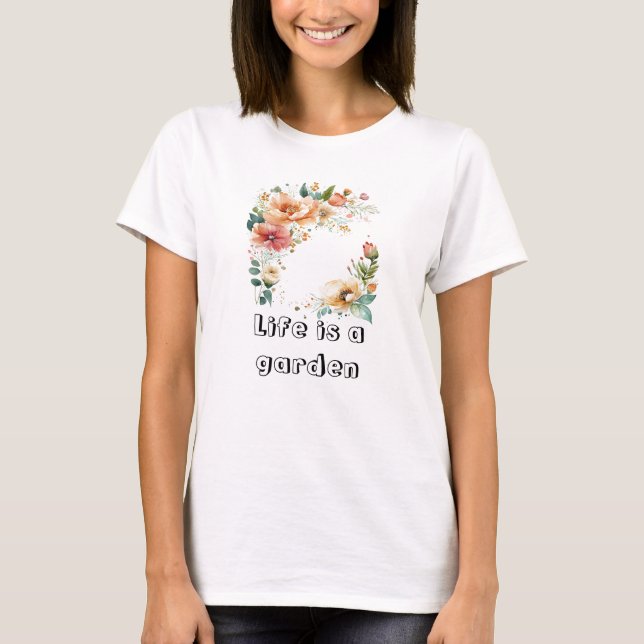 Camiseta Camisa-T Floral de Aquarela (Frente)