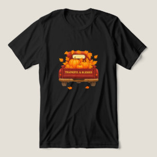 Camiseta Camisa-T - Folhas de outono e Abóboras Unisex