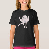 Camisa-T-gato atleta branco saltando de forma acro