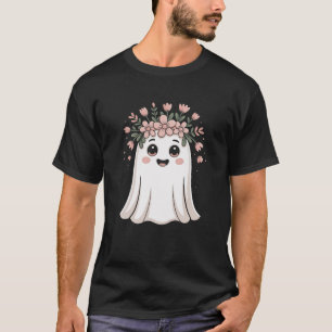Camiseta Camisa-T Ghost Floral Ghost Galloween - Trick