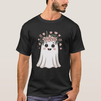 Camiseta Camisa-T Ghost Floral Ghost Galloween - Trick