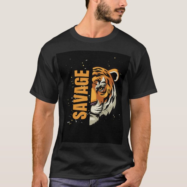 Camiseta Camisa-T Gráfica De Rosto De Tigre (Frente)