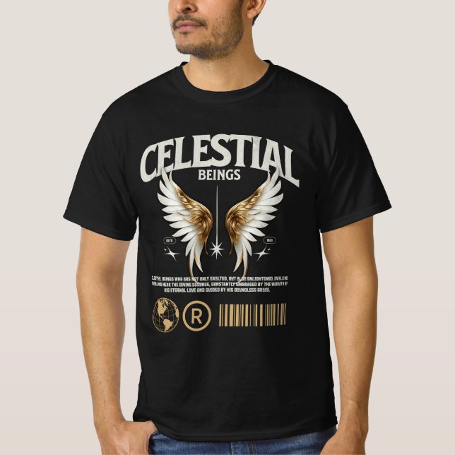Camiseta Camisa-T Gráfica dos Seres Celestiais (Frente)