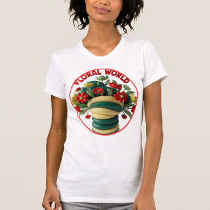 Camiseta Camisa-T Gráfica Mundial Floral