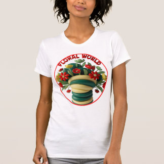 Camiseta Camisa-T Gráfica Mundial Floral
