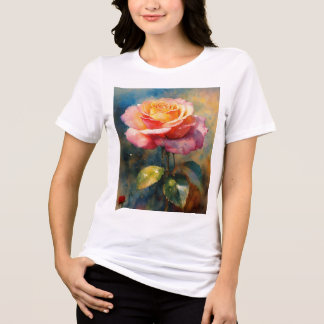 Camiseta Camisa-T Gráfica Rosa Blooming