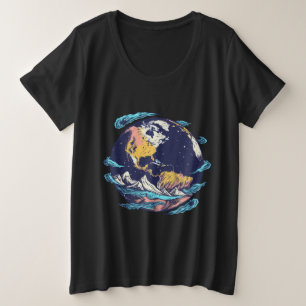 Camiseta Camisa-T Gráfica Terrestre e Oceânica