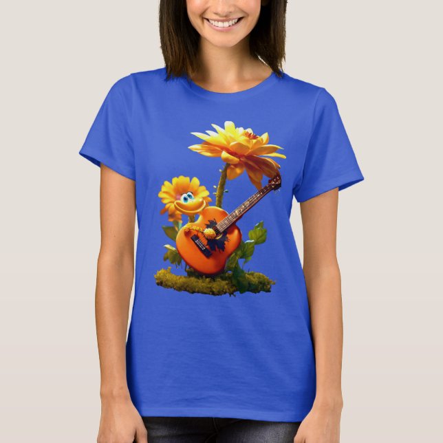 Camiseta Camisa-T-Guitarra de Cartoon - Ilustração de Adesi (Frente)