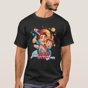 Camiseta Camisa-T ilustrada de melhor Pai em banda desenhad