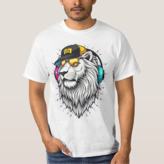 Camiseta Camisa-T Impressa Com Lion Maiústica - Pescoço Red