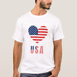 Camiseta Camisa-T masculina com Design de coração de bandei