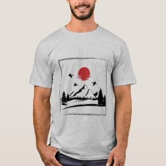 Camiseta Camisa-T-Montanha-Lua-Vermelha - Teto Florestal