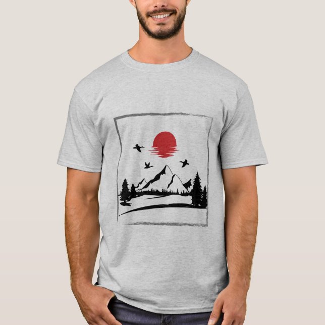 Camiseta Camisa-T-Montanha-Lua-Vermelha - Teto Florestal (Frente)
