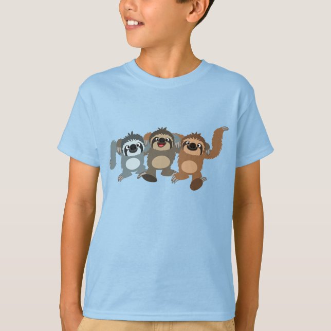 Camiseta Camisa-T para crianças de três desenhos bonitos (Frente)