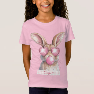 Camiseta Camisa-T Personalizada Coelhinha-Rosa-Bublegum Pás