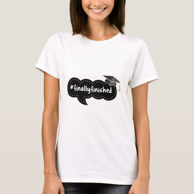 Camiseta Camisa-T Preta De Graduação Terminada (Frente)