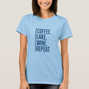 Camiseta Camisa-T Repetida De Vinho No Café Lake