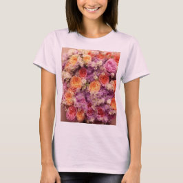 Camiseta Camisa-T rosa-Buquê-flor-feminina