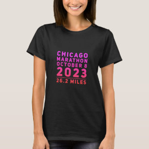 Camiseta Camisa-T rosa da Maratona de Chicago 2023
