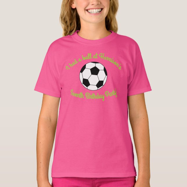 Camiseta Camisa-T rosa-Festa de aniversário desportiva (Frente)