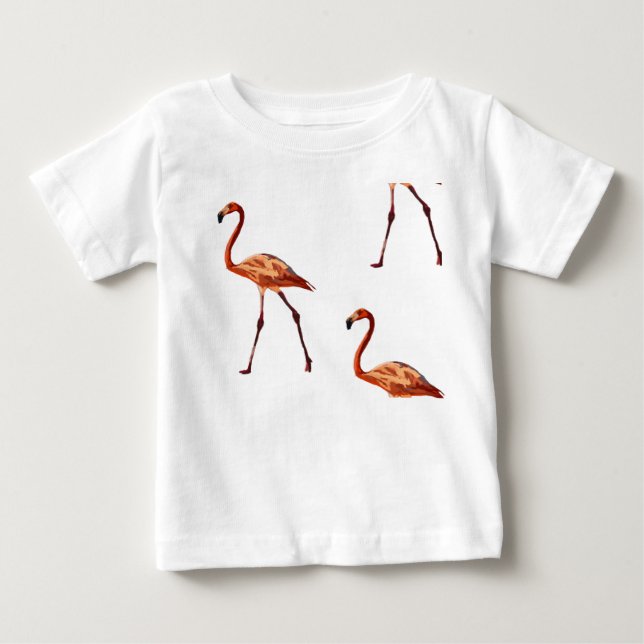 Camiseta Camisa-T Rosa Flamingos Baby Fine Jersey (Frente)
