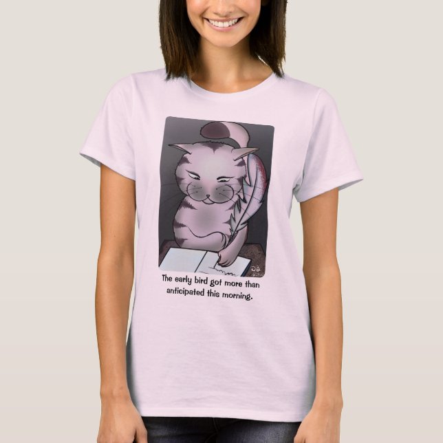 Camiseta Camisa-T rosa-mulher-pássaro (Frente)