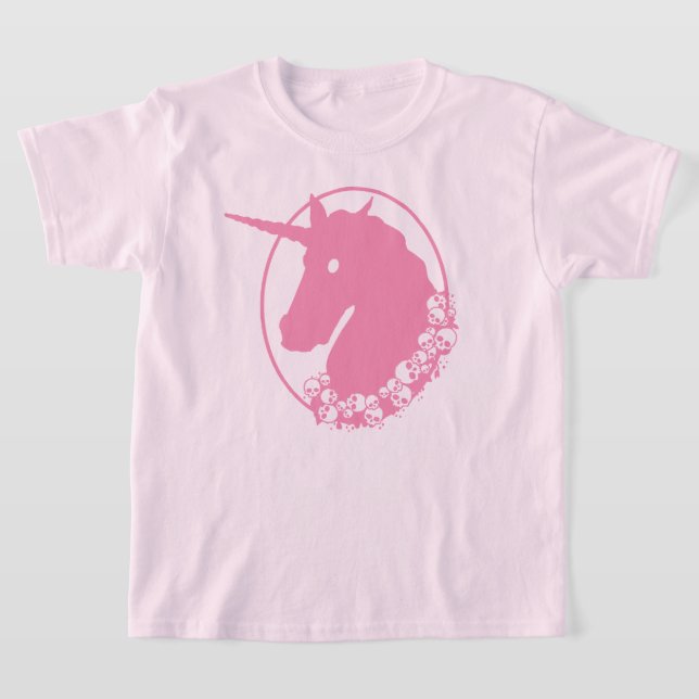 Camiseta Camisa-T Rosa Zombie Unicórn (Postura )