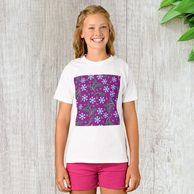 Camiseta Camisa-T, Roxo-Arte Floral (Criador carregado)
