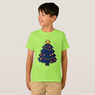 Camiseta Camisa(T-shirt)Infantil Árvore De Natal Azulzinha