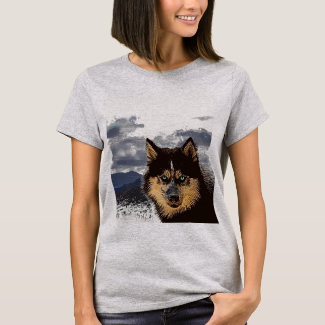 Camiseta Camisa-T Siberian Husky (Frente)