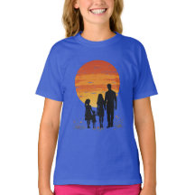 Camisa-T Silhueta da Família Sunset