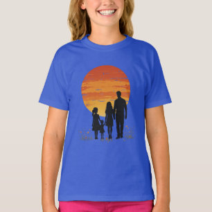Camiseta Camisa-T Silhueta da Família Sunset