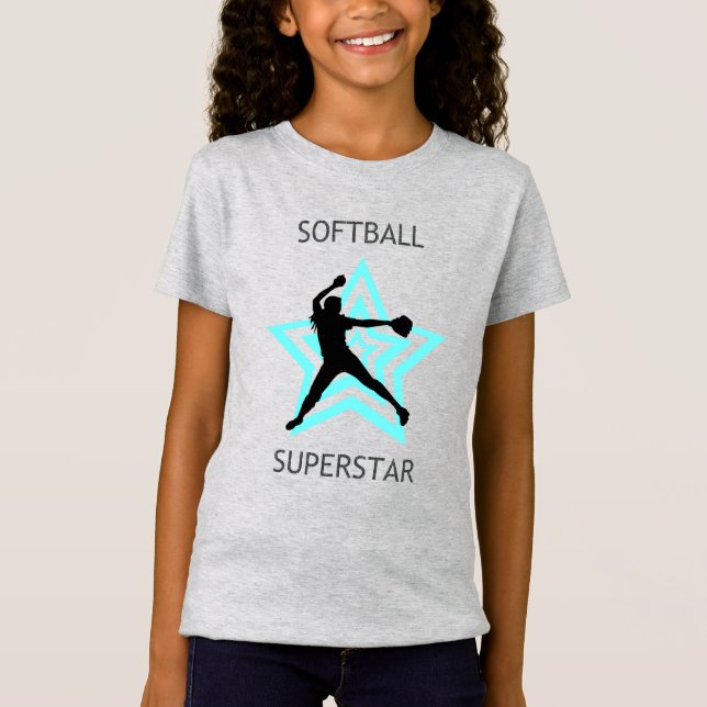 Camiseta Camisa-T Super-estrela Girls Softball (Frente)