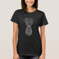 Camisa-T Tropical Preta de Pineapple Branco