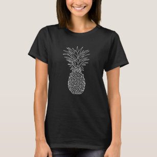Camiseta Camisa-T Tropical Preta de Pineapple Branco